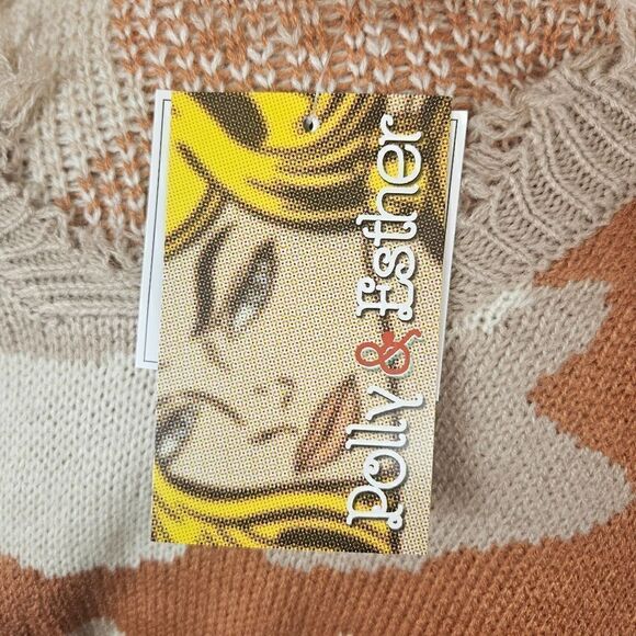 NWT Polly & Esther Sweater. Brown & Cream Sz Sm - Picture 9 of 10